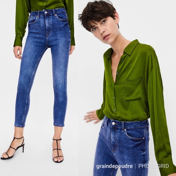 Zara Premium High Waist Bi Stretch Blue Jeans 38 6 - Picture 3 of 4